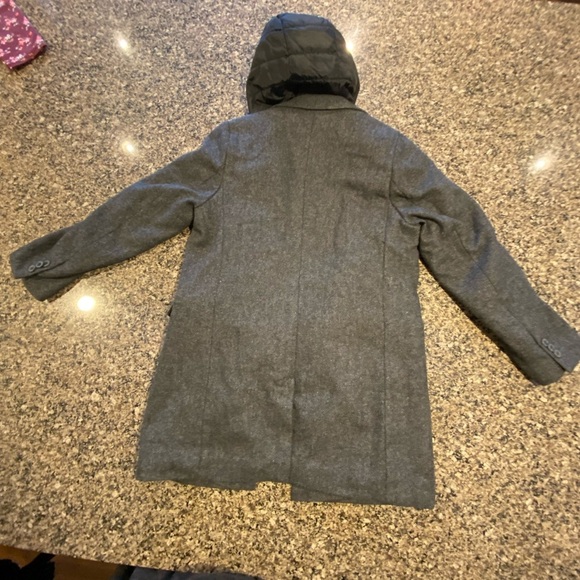 ZARA KIDS Gray on Grey Herringbone Jacket with hood  Size 9/10 - Picture 3 of 11